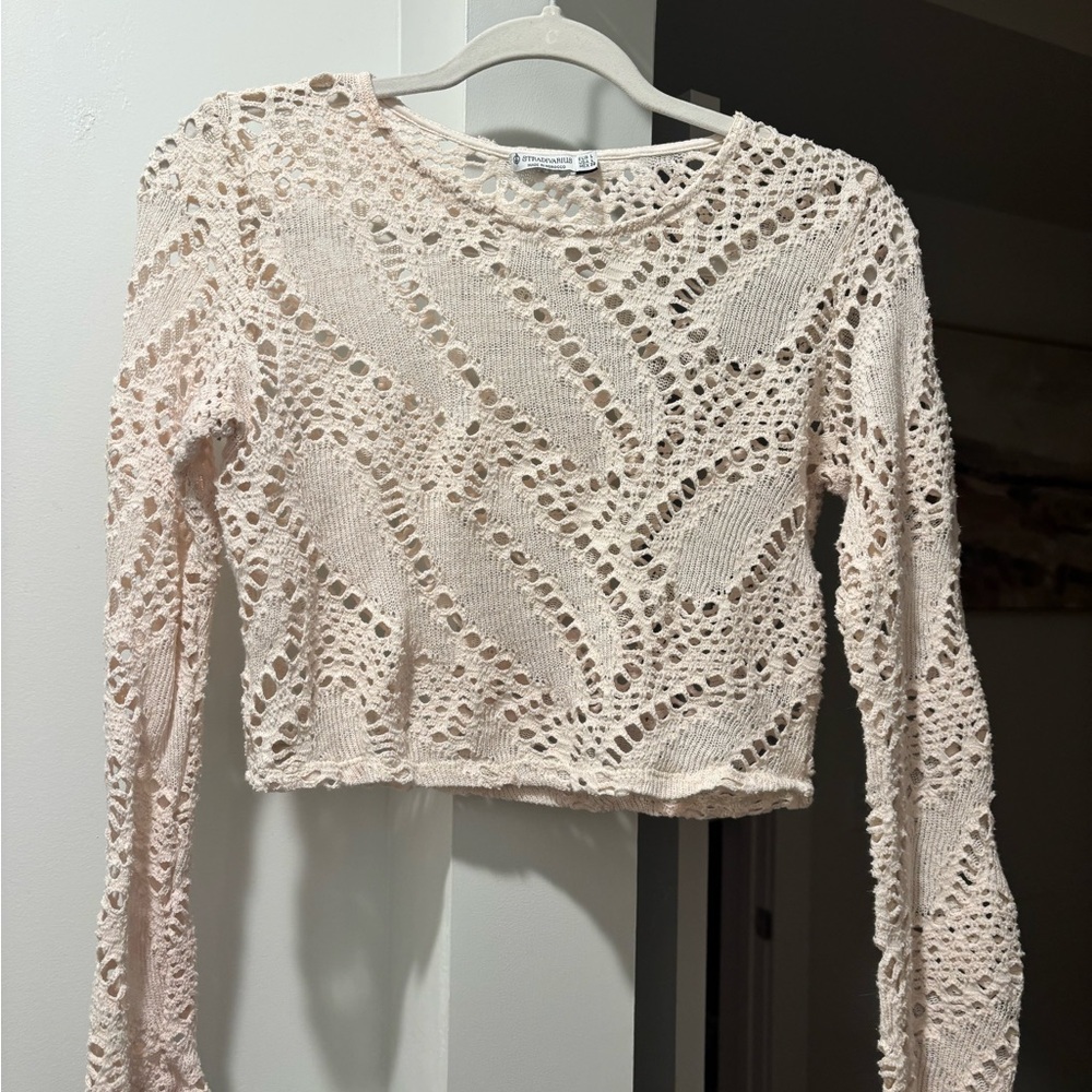 Stradivarius Cream Lace Top